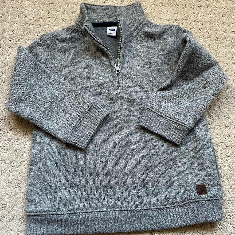 Janie and Jack Grey 2T Quarter Zip Sweater